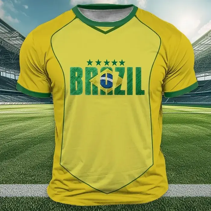T-shirt imprimé drapeau du Brésil pour hommes