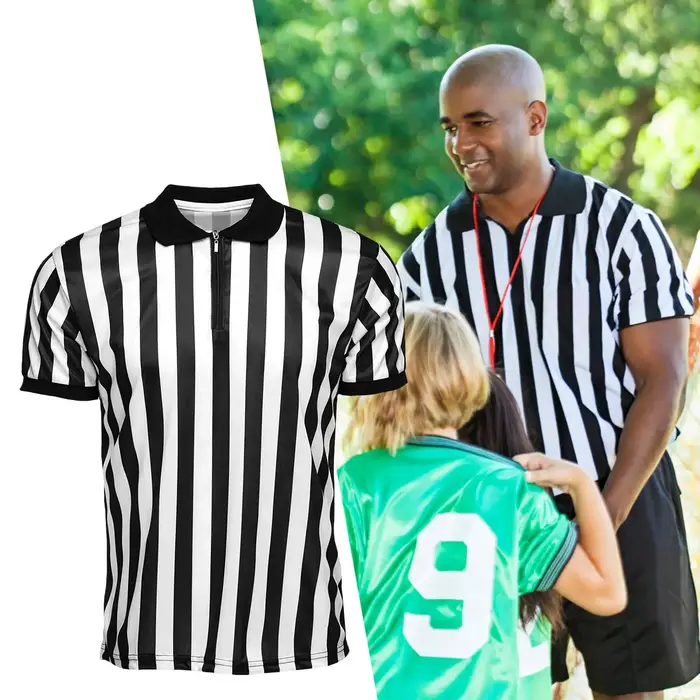 Chemise d'arbitre rayée pour hommes et femmes