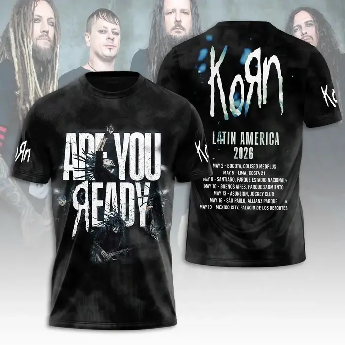 Nouveau T-shirt imprimé en 3D du groupe Korn 2026 pour hommes et femmes, tendance et décontracté, ca