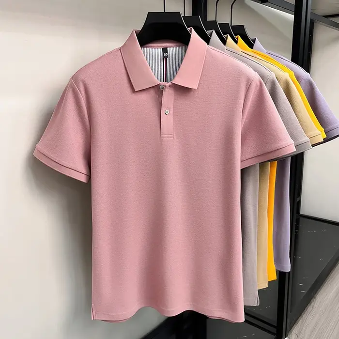 100% coton de luxe chemise polo à manches courtes pour hommes nouveau classique simple couleur solide confort été respirant casual business T-shirt