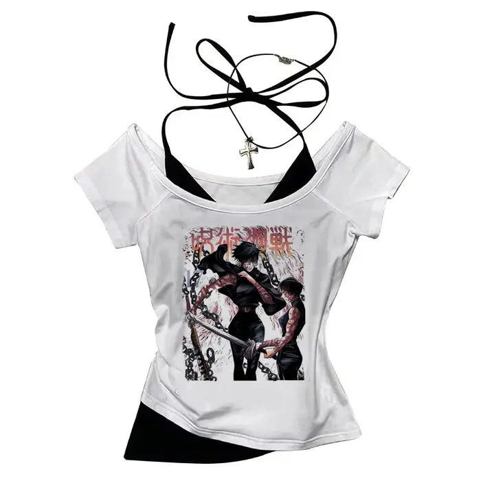 Crop top Maki Zenin, été années 2000, mignon, coupe ajustée, corset vintage, esthétique coquette, to
