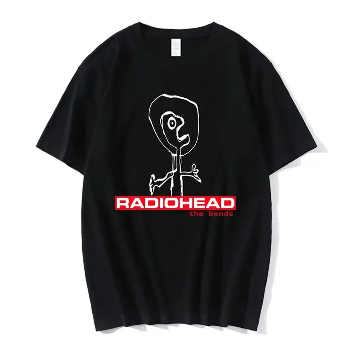 Vintage groupe de Rock Radiohead t-shirt hommes 100% coton T-shirts Hip Hop les courbes Album de musique impression