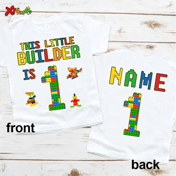 Nom personnalisé chemise d'anniversaire garçon t-shirt enfant en bas âge bébé enfants vêtements bloc