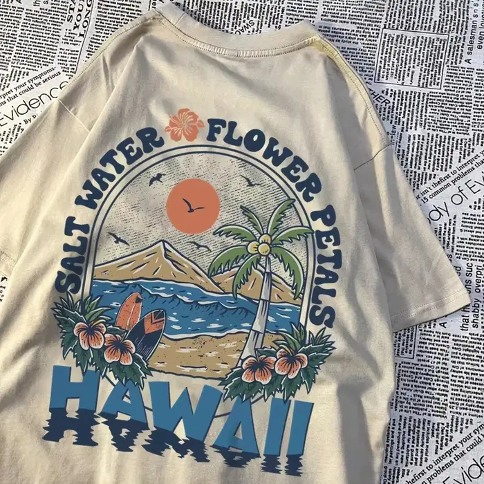 T-shirts décontractés style Harajuku Hawaï pour hommes et femmes
