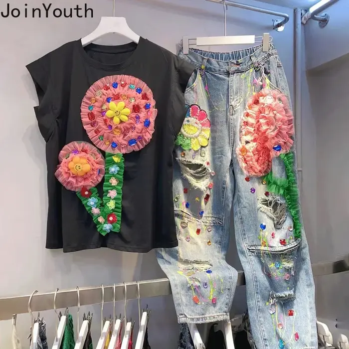 T-shirt à Manches Courtes et Col Rond pour Femme