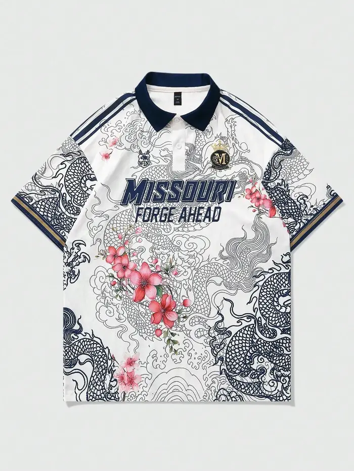 La nouvelle chemise POLO à manches courtes pour hommes d'été 2025 présente une impression de motifs