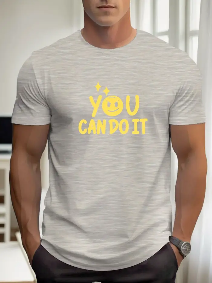 T-shirts pour homme, vous pouvez le faire 100 % coton impression graphique été t-shirt col rond décontracté respirant style de rue haut quotidien