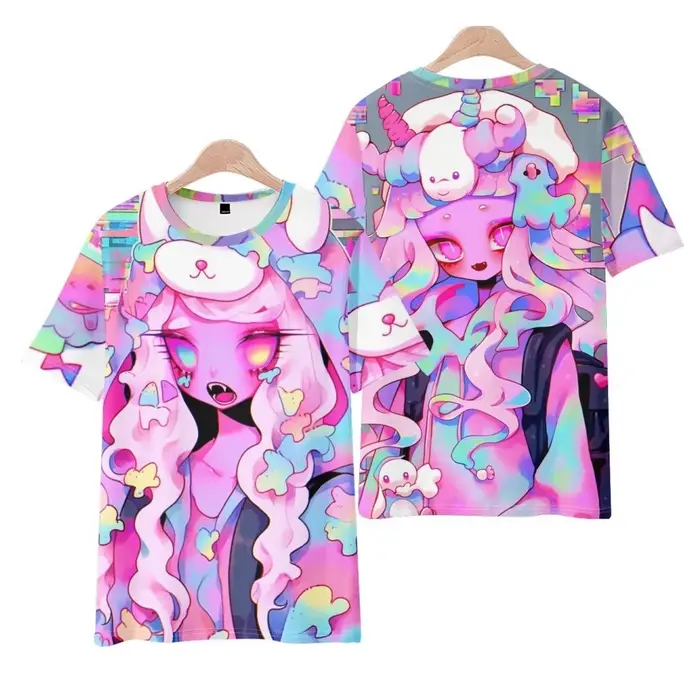 T-shirt Harajuku Kawaii Anime Print pour femmes