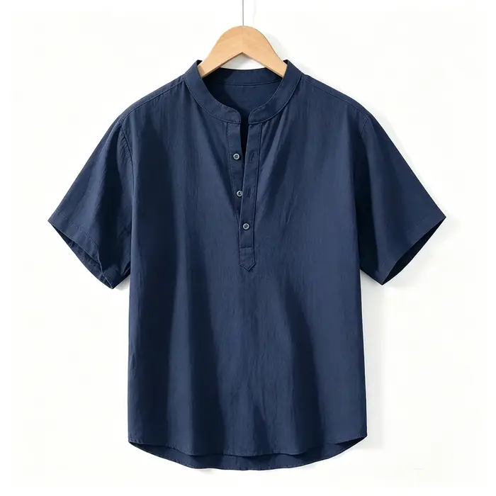 Chemise hawaïenne en lin à manches longues pour homme