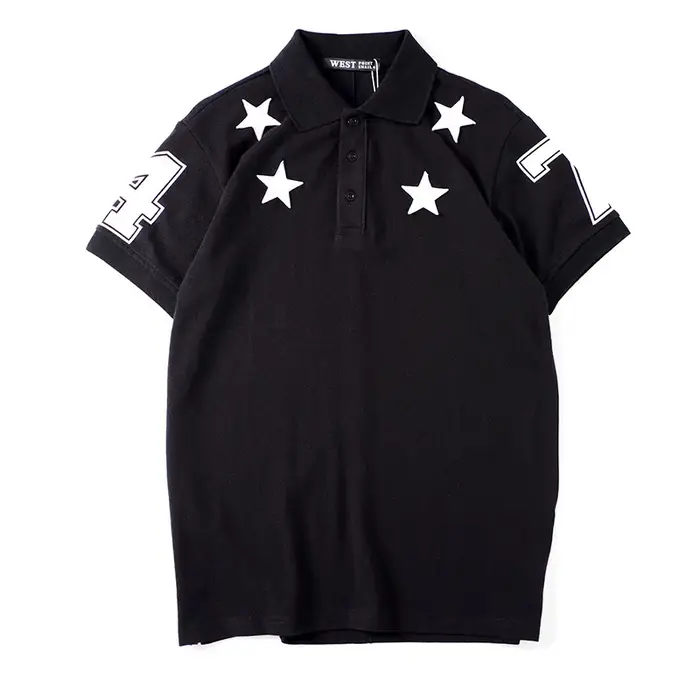 Haut nouveau hommes luxe 2021 classique brodé PU cuir étoile 74 polos chemise Hip Hop Skateboard coton Polo Top M-2XL # D177
