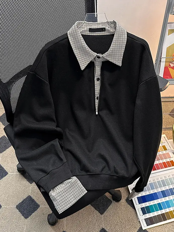 Sweat-shirts décontractés à col polo et demi-zip pour hommes