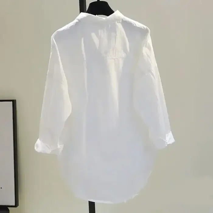 Chemisier blanc à manches longues pour femme