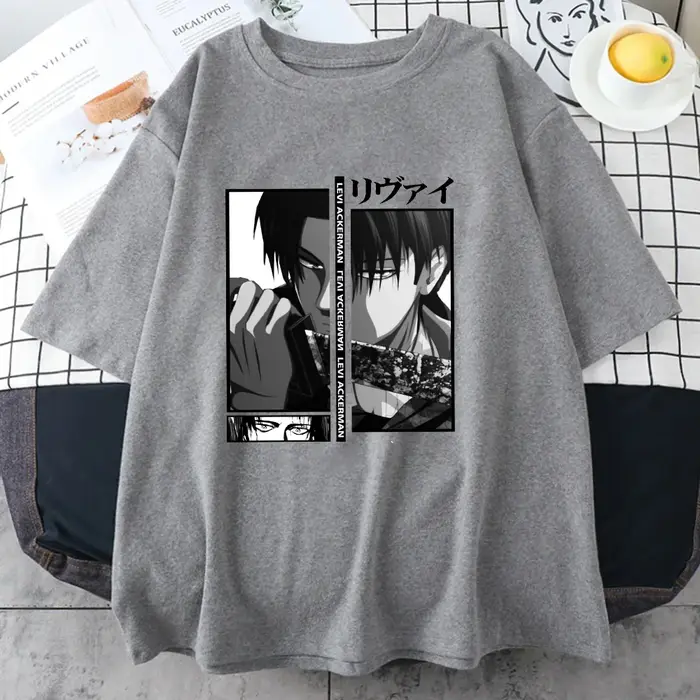 Levi Ackerman Cool graphique imprimé T-Shirt hommes et femmes ample Anime Harajuku T-Shirts hauts Vintage
