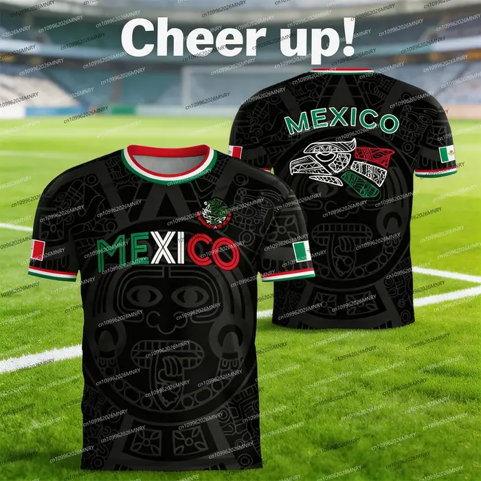 T-shirt imprimé drapeau national du Mexique pour hommes