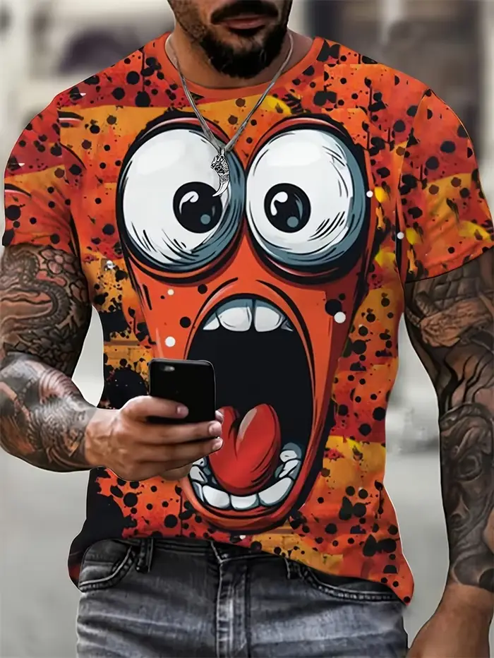 T-shirt pour homme avec imprimé visage amusant