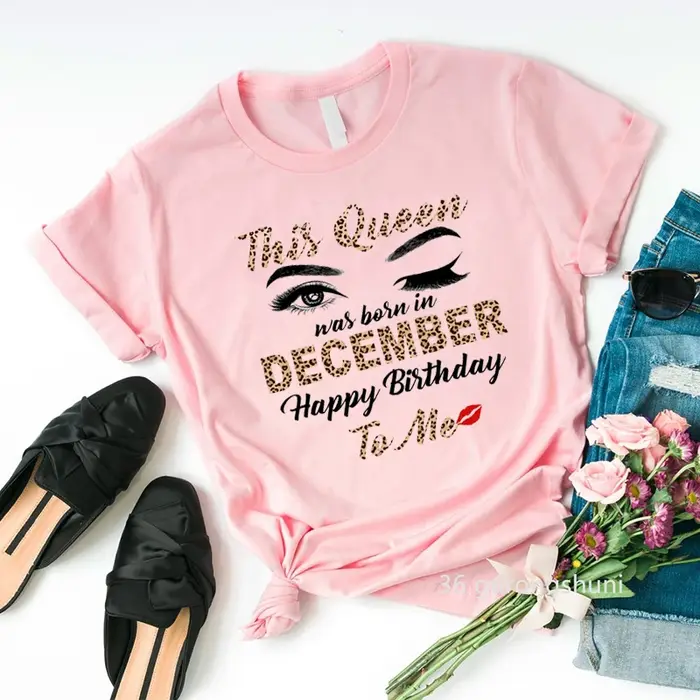 T-shirt imprimé léopard graphique pour femmes, This Queen Was Boin, joyeux anniversaire, vêtements d