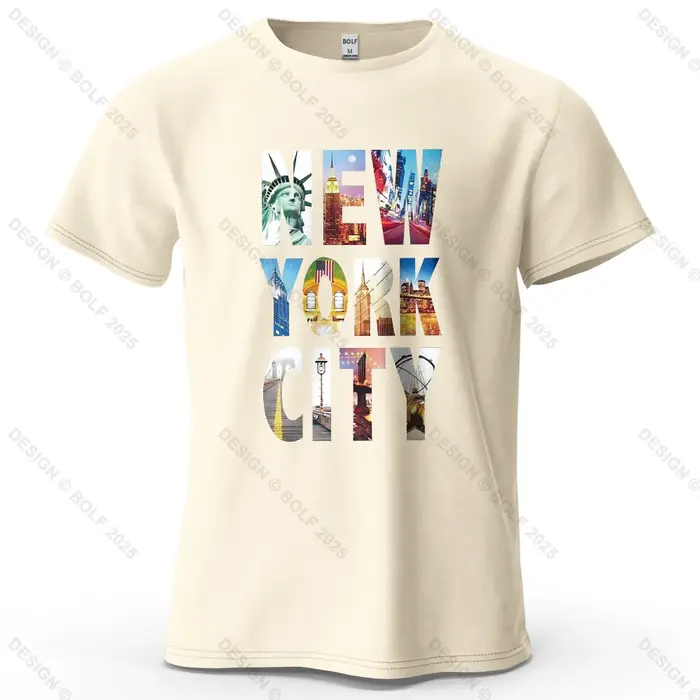 NYC Vibes imprimé hommes T-Shirt 100% coton surdimensionné urbain à la mode graphique t-shirts pour 