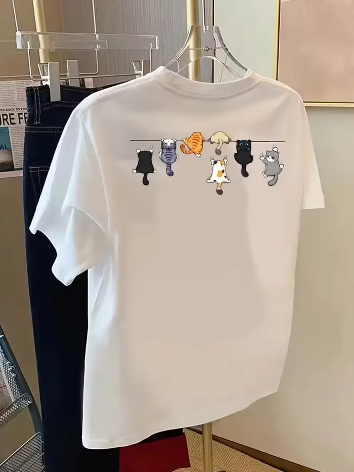 Cat Rope, T-shirt à imprimé chats de dessin animé