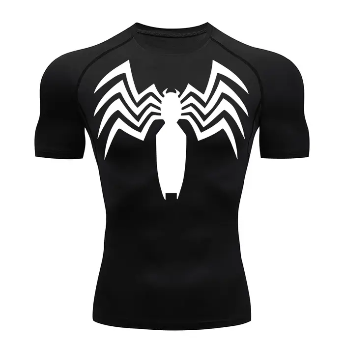T-shirt de sport pour homme à manches courtes, imprimé araignée, ajusté, séchage rapide, idéal pour 