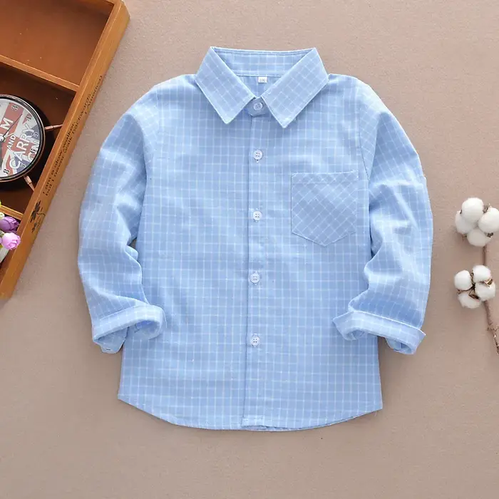 Chemise à carreaux à manches longues pour enfants et adolescents de 2 à 13 ans