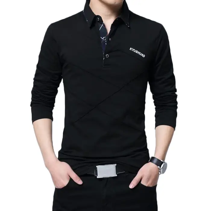 Polo à manches longues en coton pour homme
