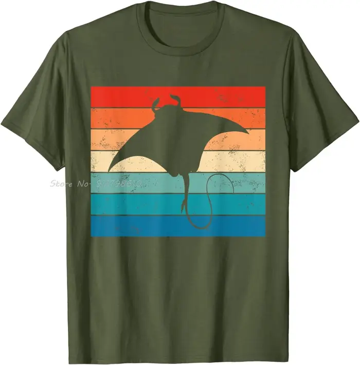 T-shirt en coton nouveau Animal marin plongée sous-marine Stingray rétro Manta Ray unisexe hauts t-shirts été vêtements