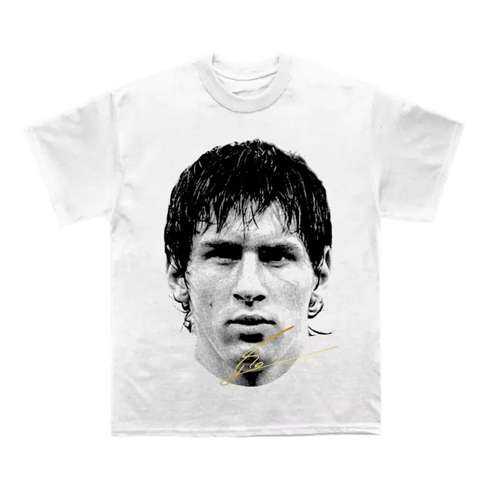 T-shirt en coton blanc pour homme Lionel Messi, style vintage, streetwear décontracté