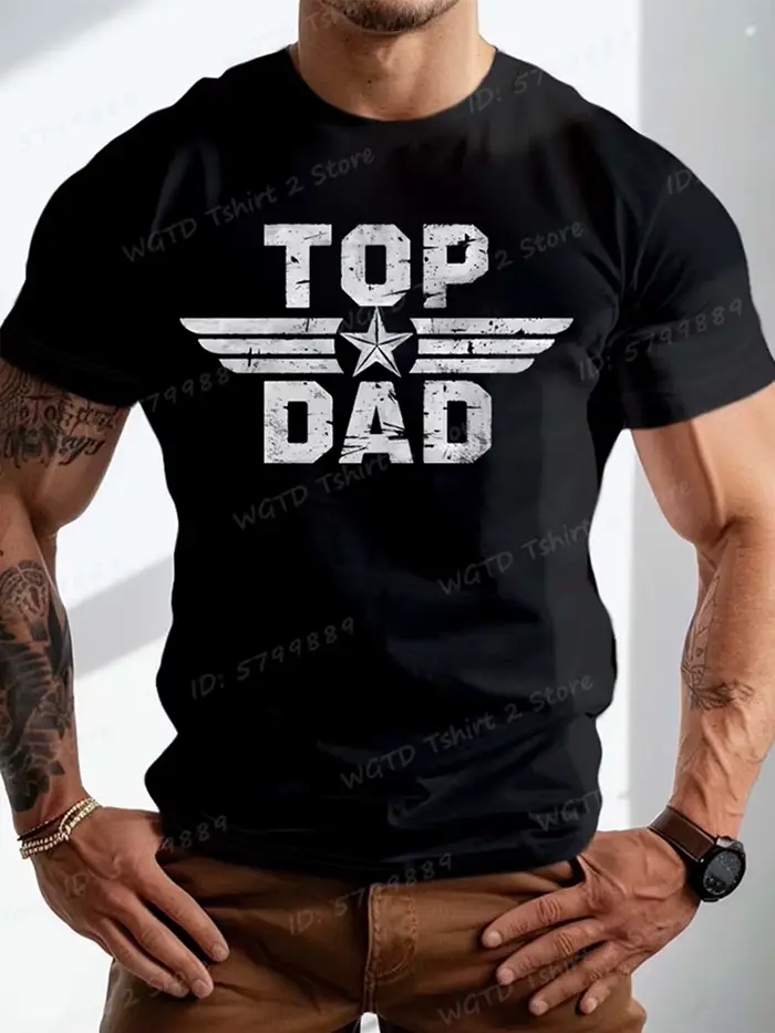 Top Dad Letter Print T-shirt