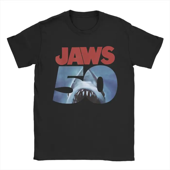 Mâchoires 50th anniversaire Logo film graphique T-Shirt hommes coton créatif