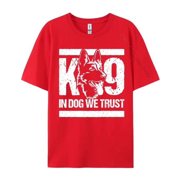 T-Shirt à Manches Courtes en Coton avec Imprimé de Ligne Bleue K9