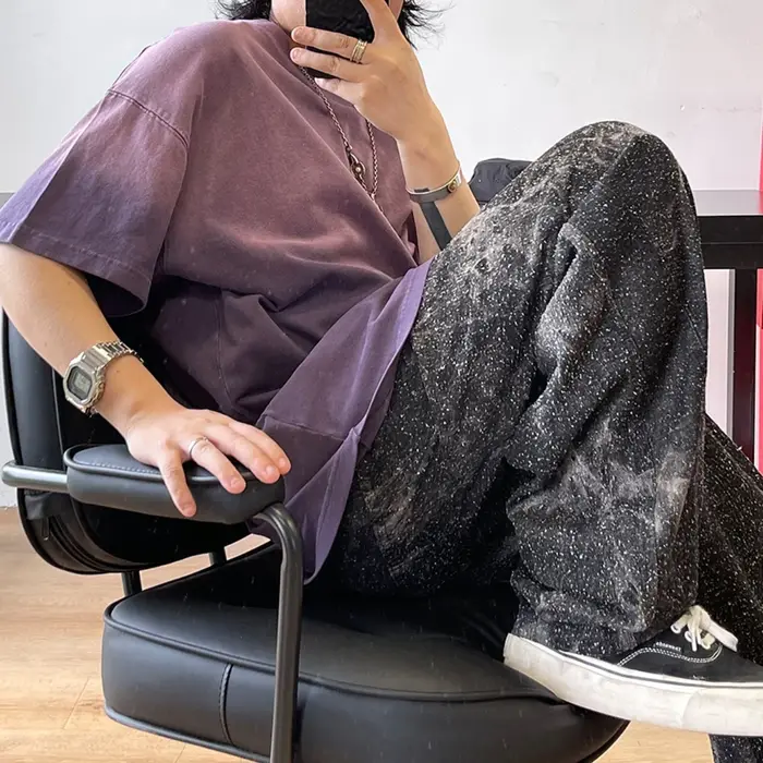 T-Shirt Dégradé à Manches Courtes pour Homme et Femme, Streetwear Populaire Coréen, Hip Hop, Harajuk