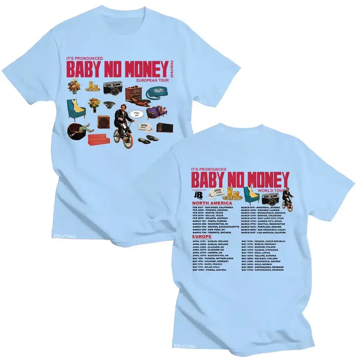 Bbno $ c'est préconcé bébé pas d'argent Tour européen 2025 T-shirts rappeur humoristique coton t-shirt à manches courtes été unisexe hauts
