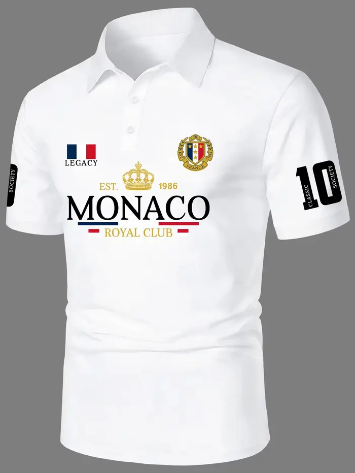 Polo pour homme USANew York Royal Print à manches courtes