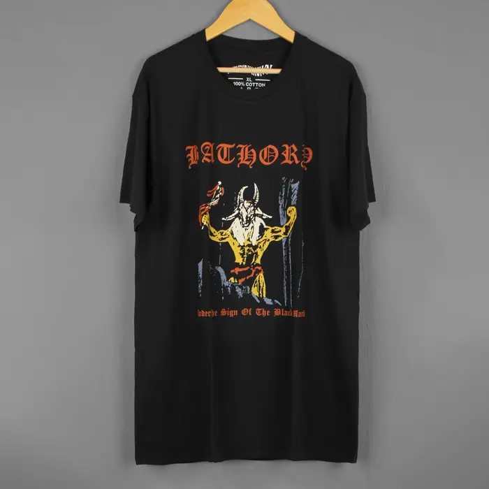 Bathory T-Shirt sous le signe du Black Mark Venom Burzum noir métal manches longues courtes lavé coton vêtements pour hommes chemise
