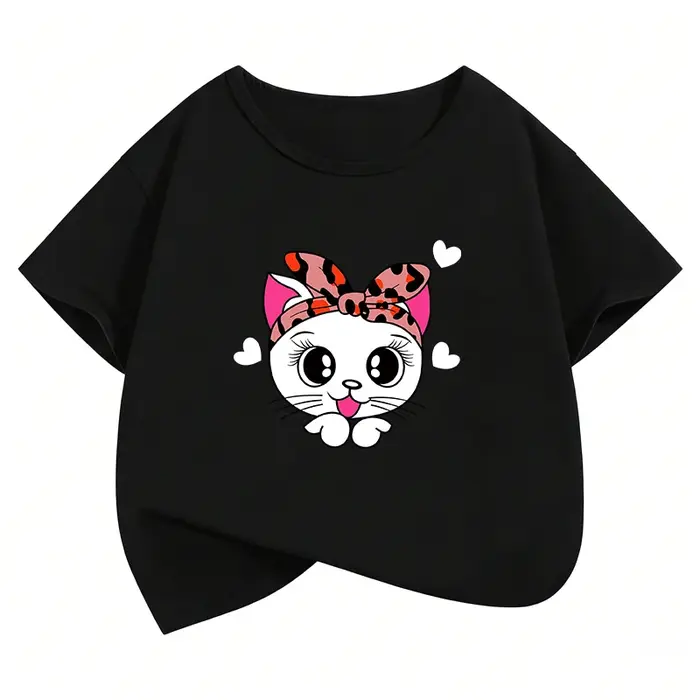 T-shirts décontractés pour enfants avec motif chat, humoristique, style Harajuku, dessin animé amusa