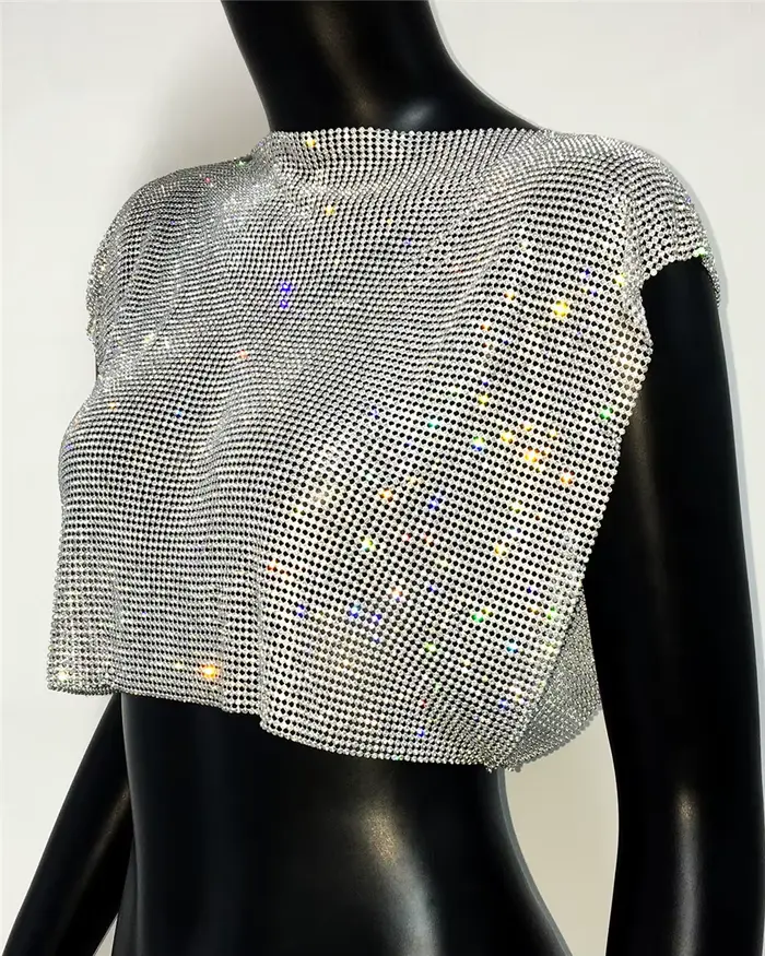 Camisole à paillettes en métal biscuits brillant pour femmes