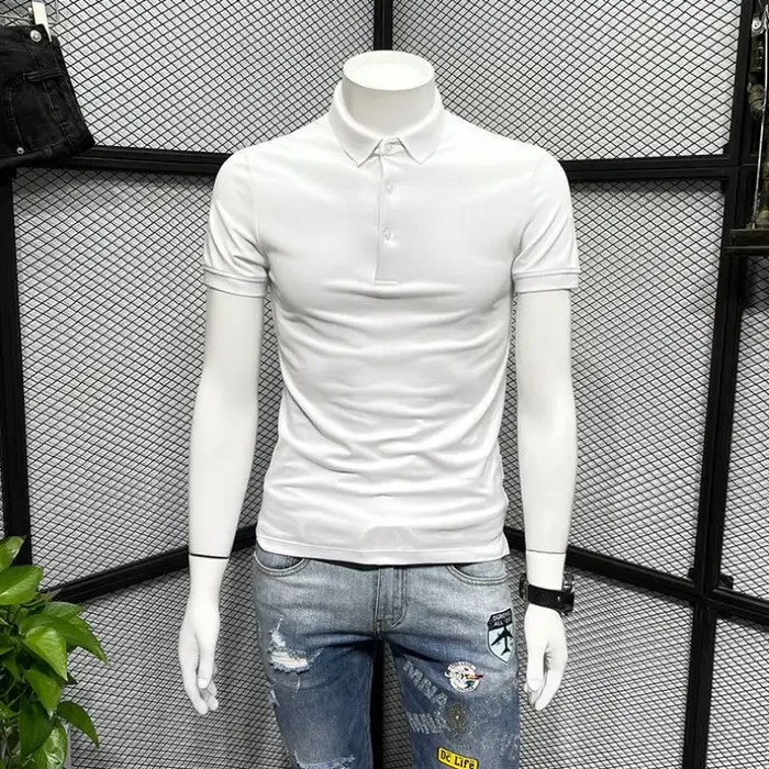 Polo Slim Fit pour hommes avec col imprimé brodé