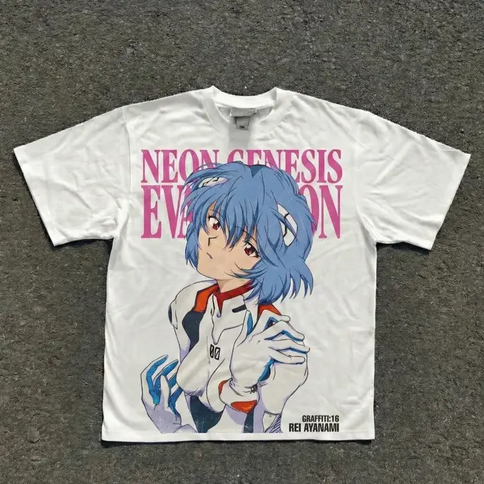 T-shirt imprimé Neon Genesis Evangelion Anime Ayanami pour hommes et femmes