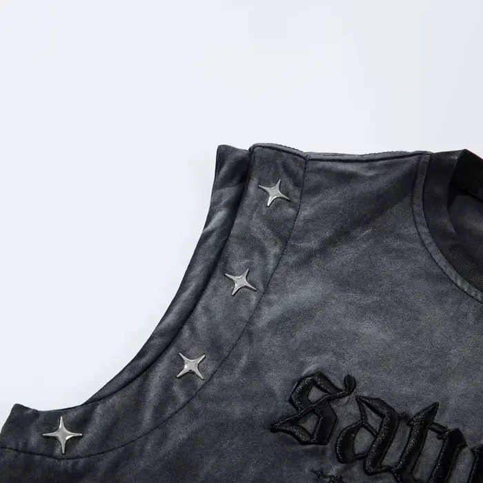 T-shirts d'été débardeurs hommes faux deux rue américaine rétro marque à la mode lourd lavé pur coto