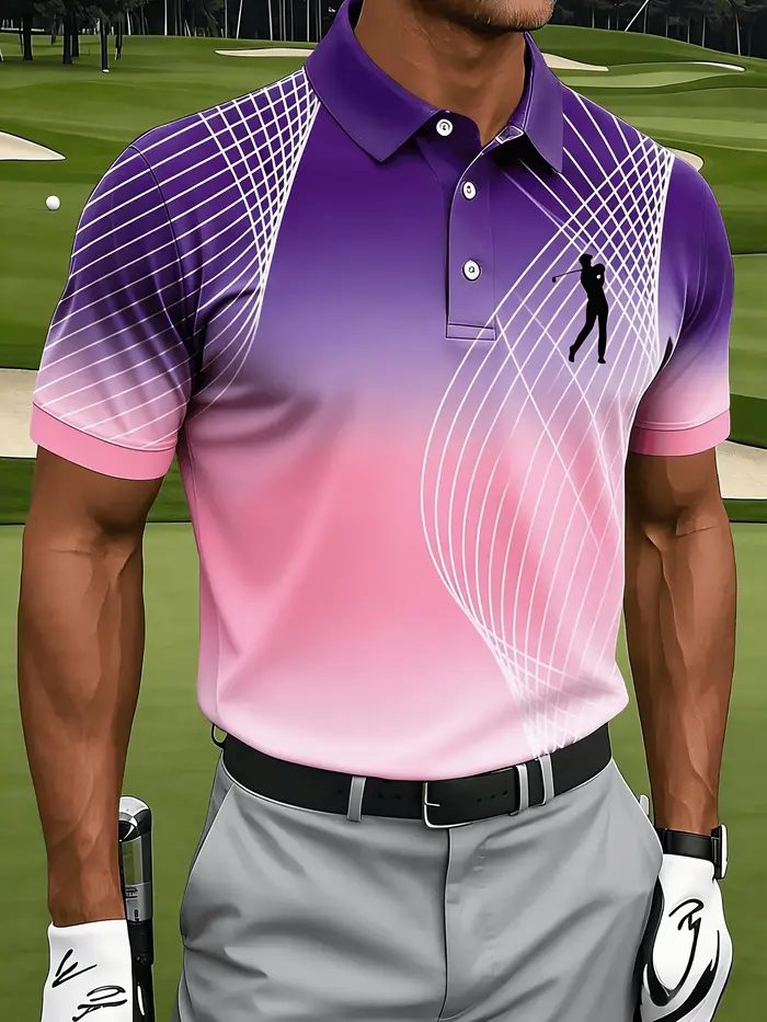 Polo d'affaires pour homme modèle 2026 - Sport de golf - Confortable et respirant - Impression 3D -