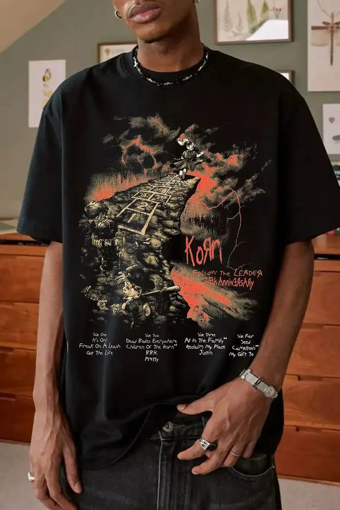 T-shirt Korn Band Oversize 2026 pour Hommes et Femmes – Coton