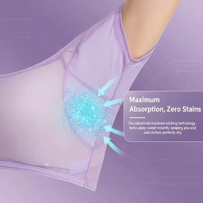 T-shirt en maille absorbant la transpiration pour femmes, avec coussinets transparents sous les aisselles, pour le travail quotidien, le sport et les activités de plein air, confortable