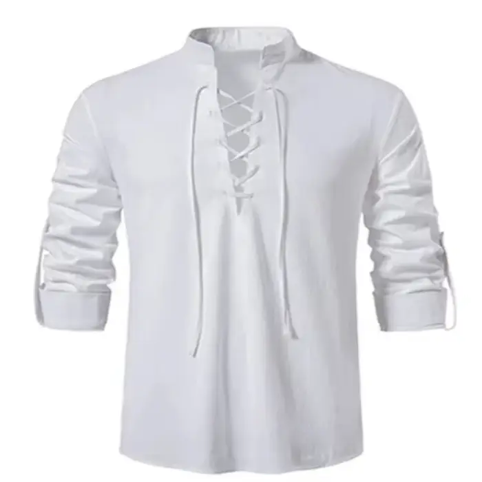 T-shirt à manches longues et col en V pour hommes