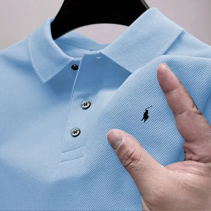 Polo d'été RL, short polo, t-shirt, polo uni, décontracté pour les vacances, coupe ample avec logo brodé