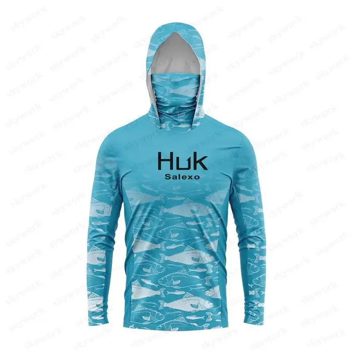 Huk SalexoHUK UPF 50 + manches longues à capuche couverture faciale chemises de pêche séchage rapide respirant
