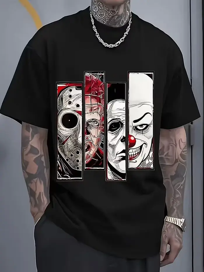 T-shirt pour homme {Flame Skull Design} Idéal pour une tenue décontractée à la maison, en plein air 