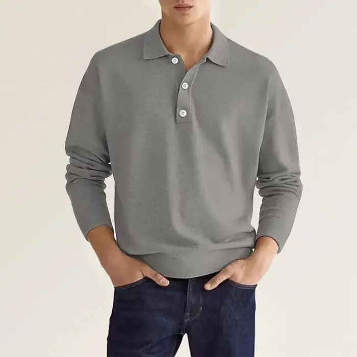 Polo à manches longues et revers pour homme