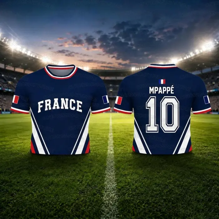 Nouveau Maillot Court à Manches Courtes Imprimé France NO.10 Mbappé pour Femme Été 2026 – T-shirt Cr