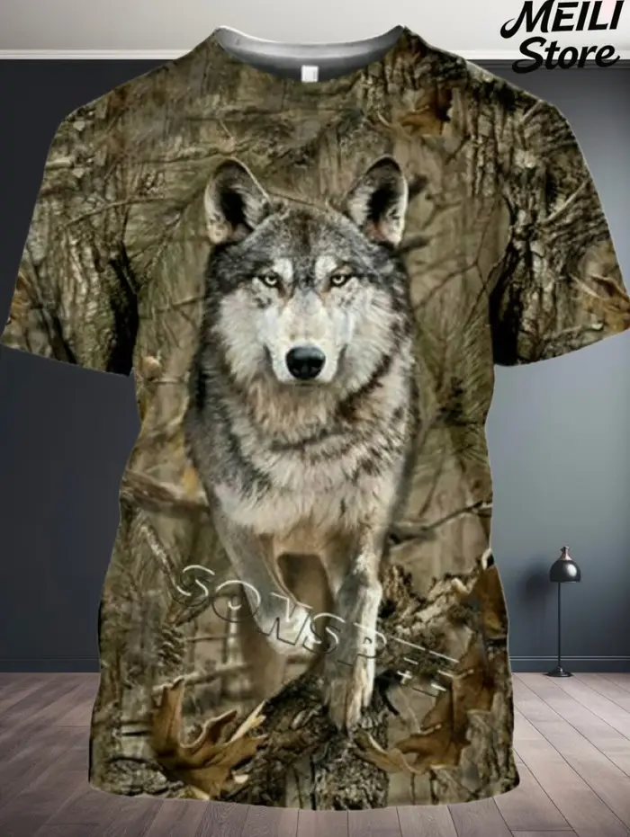 Nouveau T-Shirt homme chasse Animal impression 3D été Camouflage à manches courtes drôle hauts décontracté quotidien en plein air rue vêtements pour hommes