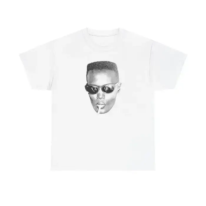 T-shirt graphique Grace Jones, icône musicale des années 80, tee-shirt vintage de chanteuse, haut ov